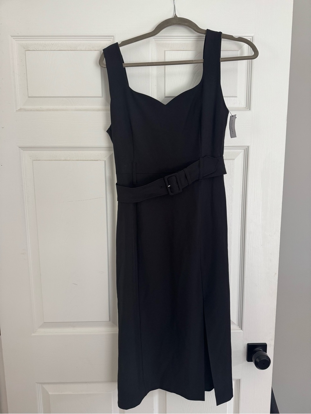 Banana Republic Black Sleeveless Belted Midi Dress